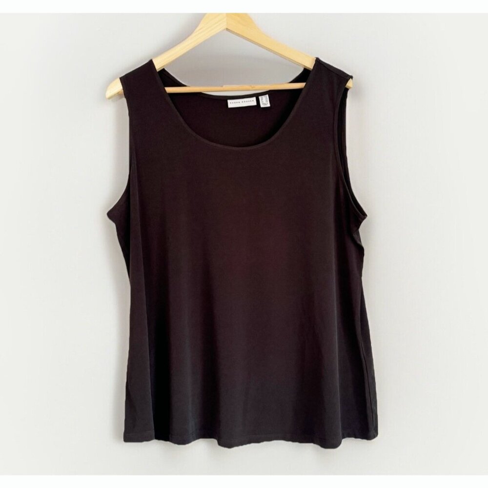 Susan Graver Liquid Knit Black Sleeveless Top Women’s 20W Minimalist Layering